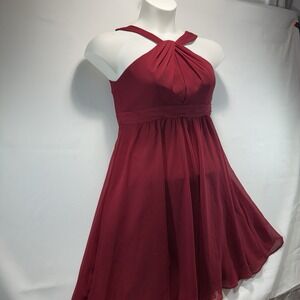 Davids Bridal Red Halter Dress Size 6 Sexy Cocktail Evening Gown Bridesmaid